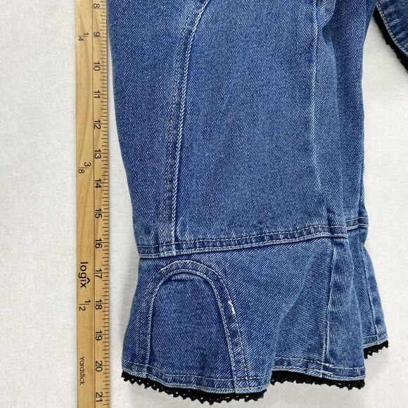 Jeanology Denim Jacket Womens Size 8 Blue Medium Wash Black Trim 3/4 Sleeve‎ - Picture 9 of 10